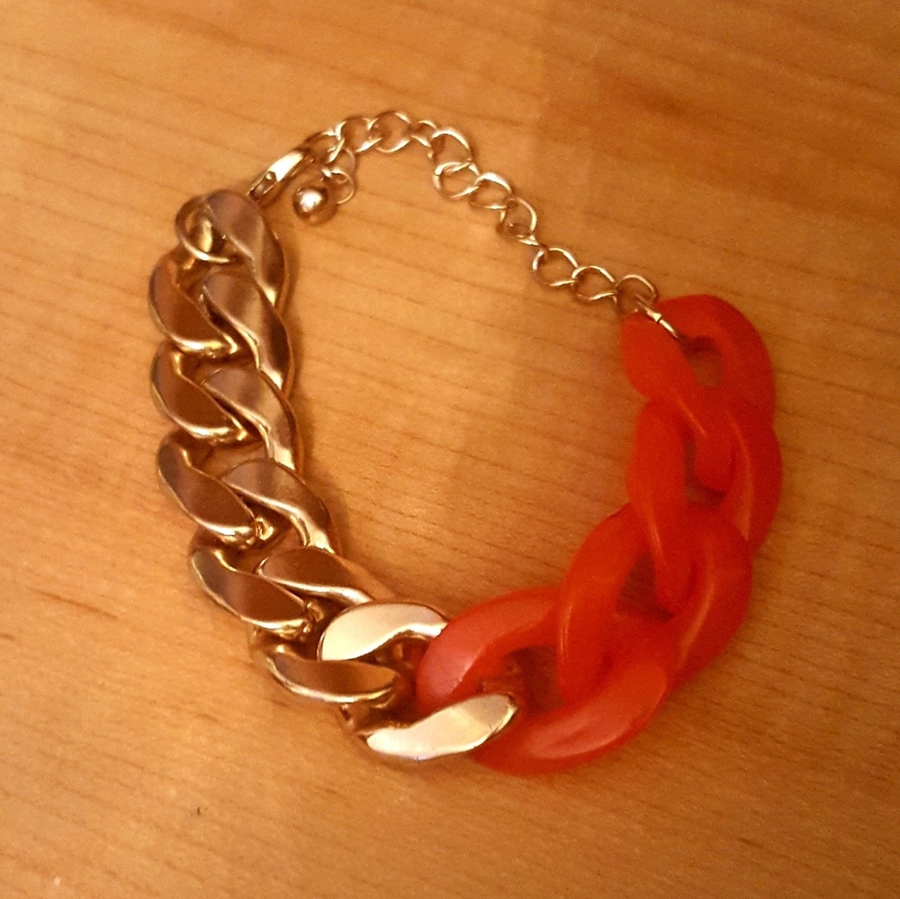 Orange & Gold Chain Bracelet